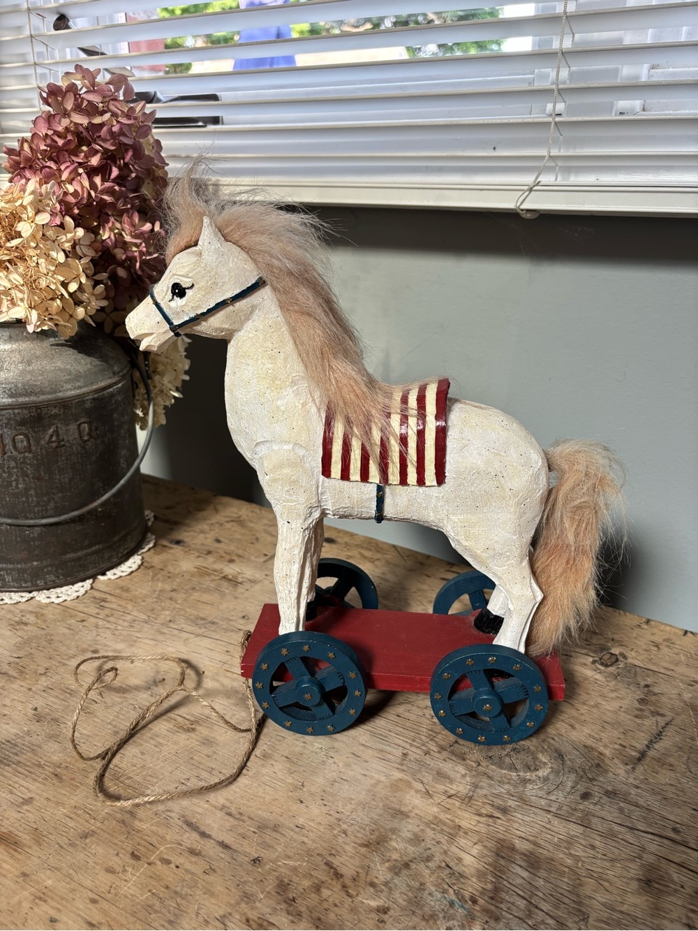 Vintage Wooden Horse Decor Americana, Country, Cottage, Horse Collector 12” Tall